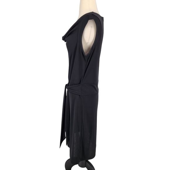 Vintage The Limited Jersey Dress with attached Ties Black Draped Front Medium - Picture 5 of 8
